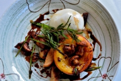 Burrata Cheese, Pan Roasted Peach, Chanterelle Mushrooms,